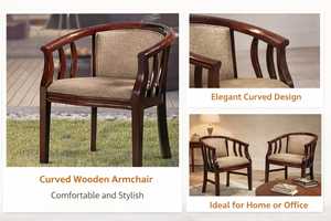 Silla de Madera Minimalista para Hotel y Sala de Estar |   Diseño Indio - Product Image 5