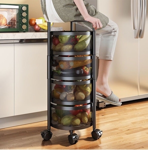 Étagère rotative de rangement pour cuisine en métal, panier de rangement pour fruits et légumes, type sur pied, vente chaude - Product Image 3