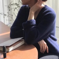 Einfacher, Hochwertiger Damen Pullover aus Weichem, Wachsigem 100% Kaschmir mit V-Ausschnitt – Maßgefertigt, Locker Gestricktes Unterhemd für Herbst und Winter
