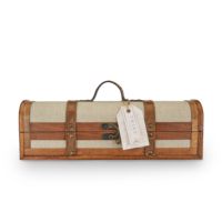 Ficelle Vintage Trunk Bouteille De Vin Boîte-cadeau Boîte À Vin En Bois Bois Faux Cuir Laiton Tissu Hold1 Bouteille avec Couvercle et Poignée