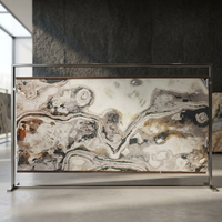 Dalle de comptoir en agate avec motif de veining naturel, design minimaliste, surface en pierre durable pour cuisine moderne
