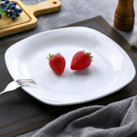 Ensemble d'assiettes et bols en verre opale en vrac de qualité restaurant, fournisseur de vaisselle résistant aux chocs thermiques
