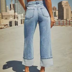 Jeans de Cintura Baja de Diseño Moderno 2025, Estilo Urbano, Holgados, Rectos, Transpirables, Lavados, Vintage, para Chicas - Product Image 2