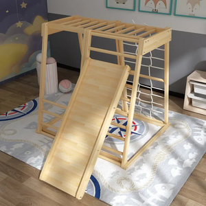 Modern Indoor Playground <b>Set</b> for Kids <b>Wooden</b> Baby Climbing Frame <b>with</b> <b>Slide</b> and <b>Swing</b> for Outdoor Use - Product Image 4