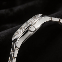 Montre Moissanite de luxe avec cristal saphir bleu, diamant, bracelet en acier inoxydable, étanche, affichage de la date, montre-bracelet pour femme