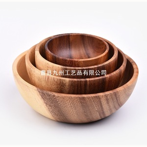 Bol en bois d'acacia de style japonais pour soupe et nouilles, bol à déjeuner pour enfants, bol en bois anti-chute et anti-brûlure, pour fruits - Product Image 1