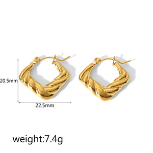Aros de Oro de 18K y Acero Inoxidable con Diseño Geométrico de Rayas, Unisex, para Uso Diario - Product Image 3