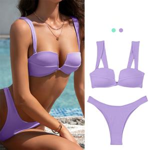 Maillot de bain OEM personnalisé à taille haute et dos nu - Short de bain à volants avec liens latéraux, maillot de bain imprimé de haute qualité à séchage rapide - Product Image 6