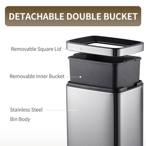 Cestino per Rifiuti in Acciaio Inox Satinato 10L con Apertura Superiore e <span class=keywords><strong>Secchio</strong></span> Interno Rimovibile per Ufficio, Bagno, Cucina - Product Image 4