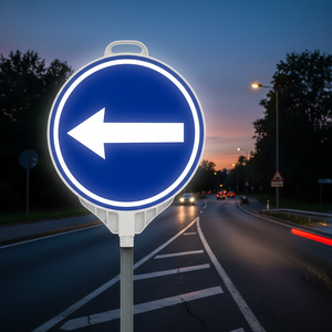 Panneau de signalisation routière ultra-rond réfléchissant, imprimé double face, direction obligatoire à gauche, signalisation d'avertissement essentielle pour la voie publique - Product Image 3