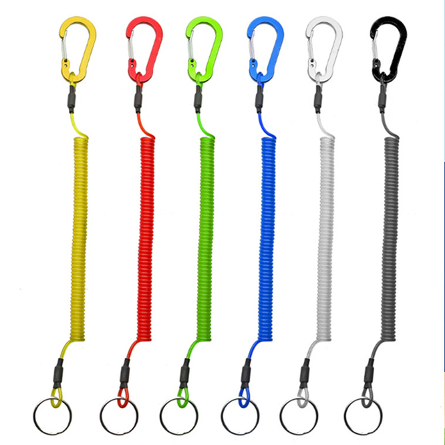 Free Sample Safety Tool Spring Coil Lanyard With Heavy Duty Snap Clips Safety Retractable Steel Wire Rope