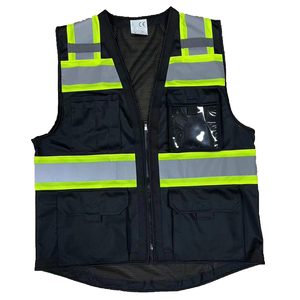 Gilet de sécurité noir CITICITY personnalisable, vêtement de travail léger pour la construction, gilet multipoches en maille pour géomètre, sécurité renforcée - Product Image 5
