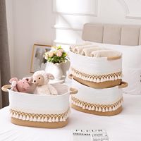 2er-Set Offene Robuste Aufbewahrungskörbe im Boho-Stil aus Baumwollseil für Kleidung, Spielzeug und Windeln