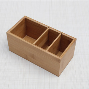 Organisateur de bureau en bambou Aishangjia, rectangulaire, 20x10x9cm, boîte de rangement multi-compartiments pour le bureau - Product Image 5