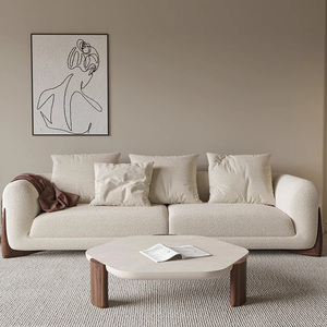 Ensemble de canapé en tissu crème de luxe français simple pour le salon de l'hôtel canapé-lit d'angle à trois places à <span class=keywords><strong>prix</strong></span> économique - Product Image 1
