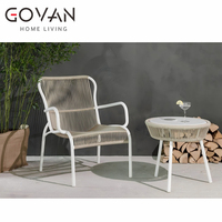 Chaise de salle à manger d'extérieur en corde tressée pour patio d'hôtel au design moderne, chaise de jardin à accoudoirs, chaise de salle à manger d'extérieur
