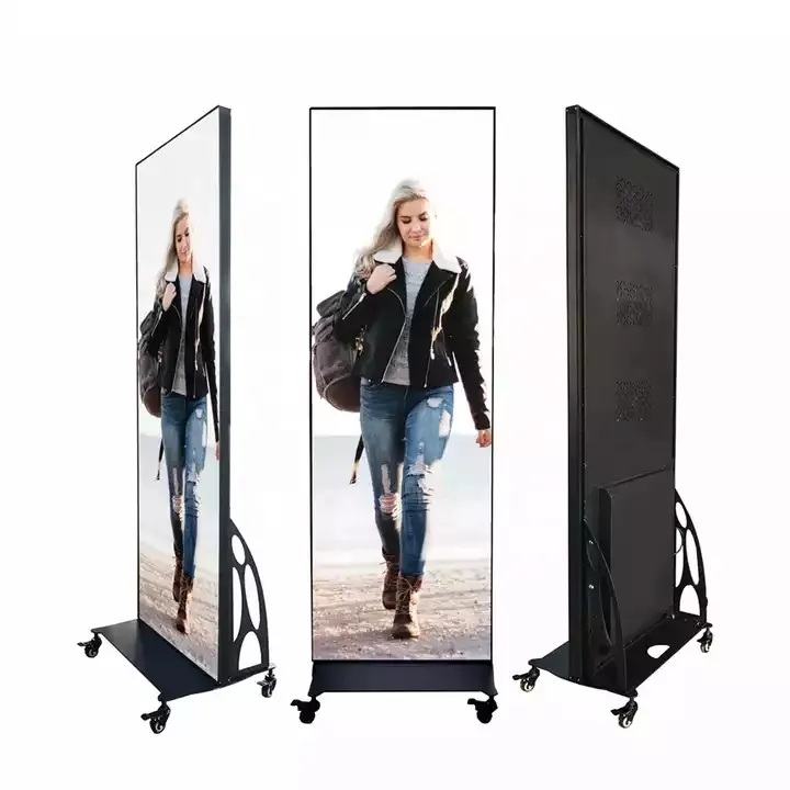 Poster a specchio display a led da 55 pollici per interni P2 P4 smart specchietto con schermo pubblicitario a led con schermo pieghevole poster display a led