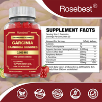 Complément alimentaire végétalien sans sucre à marque privée OEM, extrait de Garcinia Cambogia 2000mg, gommes à mâcher pour le bien-être métabolique et l'énergie