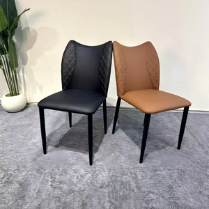 Silla Moderna de Piel Sintética para Sala de Estar, Respaldo Acolchado, Patas de Metal, Diseño Contemporáneo, Muebles para el Hogar - Product Image 2