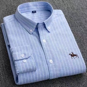 <span class=keywords><strong>Camicia</strong></span> da <span class=keywords><strong>Uomo</strong></span> Business Casual a Maniche Lunghe 100% Cotone Oxford Traspirante a <span class=keywords><strong>Righe</strong></span> Ricamata - Product Image 6