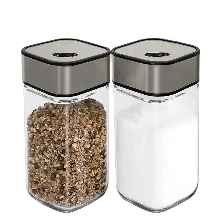 Groothandel 4Oz Kruidencontainers Kruidenpot Verstelbare Shaker Glazen Vierkante Kruidenpotten Set Met Label Kruidenzoutvaatje