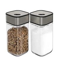 Vente en gros de récipients d'assaisonnement de 4oz pot à condiments shaker réglable pots à épices carrés en verre avec étiquette salière à épices