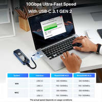 Boîtier externe pour SSD M.2 NVMe EC-6608Air USB 3.2 Gen2 10 Gbps Type-C en alliage d'aluminium 2280 M Key B&M Key 8 To