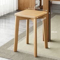 Tabouret empilable en bois massif avec coussin moelleux, banc de salle à manger peu encombrant pour la maison