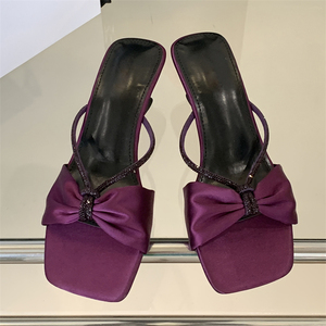 Stiletto Bow Cute Sexy <b>Flip</b>-<b>flops</b> Women Summer Party Open Toe <b>Slippers</b> Ladies Outdoor High Heel Sandals - Product Image 4