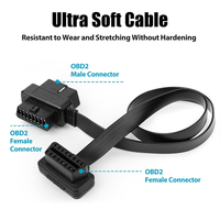 OBD2 kabel ekstensi 16 Pin OBD2 Splitter, adaptor kabel 1 pria dan 2 wanita, desain datar tahan lama