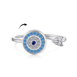 Dylam New Design Solid <b>Sterling</b> <b>Silver</b> Rhodium 18K Gold Rotatable Spinning Anxiety Evil Blue Eyes <b>Adjustable</b> 5A Zirconia <b>Rings</b> - Product Image 1
