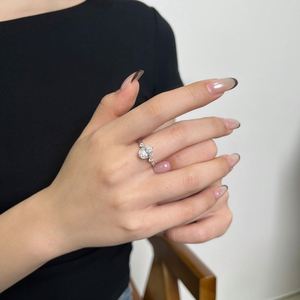 Bague de mariage Dylam en argent S925 plaqué rhodium avec pierre en moissanite D VVS1, bague de fiançailles, bague de promesse, bague de mariée pour femmes - Product Image 4