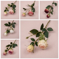 Roses à double tête à longues tiges et franges, style INS, pour la décoration intérieure et les événements de mariage, fleurs artificielles en gros
