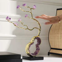 Nouvelle sculpture Feng Shui en cristal d'améthyste de style chinois, gourde et cerf, objet d'art de collection pour la décoration du salon