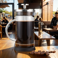 Cafetière à piston française en acier inoxydable résistant à la chaleur et verre borosilicate avec échelle graduée