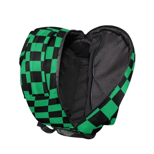 New Arrivals Trending Unisex Black/Green Checked Design Heavy Duty <b>Lightweight</b> Book Bag School <b>Backpack</b> with Zipper Closure - Product Image 4