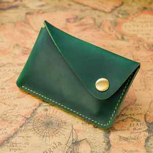 Tarjetero Delgado de Cuero Genuino Hecho a Mano, Estilo Vintage, con Cierre de Botón, Monedero y Billetera Multifunción - Product Image 4