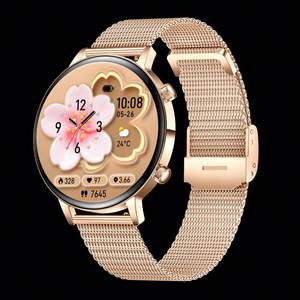 Montre connectée MK96 or rose, bracelet en silicone rose, suivi de la santé masculine, moniteur de fréquence cardiaque, plus de 100 sports, appels Bluetooth, calendrier - Product Image 5