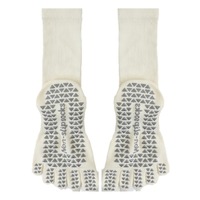 Chaussettes de yoga unisexes, mi-mollet, antidérapantes, absorbant la transpiration, cinq doigts, fitness, sport, séparées aux orteils, pilates, coton blanc, adhérence
