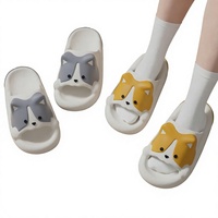 Mignonnes pantoufles Corgi de dessin animé, antidérapantes, légères, à semelle souple, pour intérieur, extérieur, salle de bain, sandales d'été