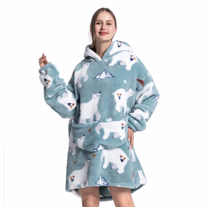 Diseños personalizados Vacaciones de invierno Manta usable Sudadera cálida Mantas con capucha Familia Sudadera con capucha de lujo - Product Image 3