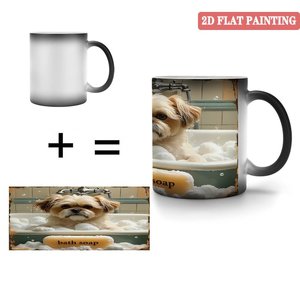 Travel Vacation Portable Beverage Mug Frosted Black 11oz <b>Ceramic</b> Heat Color Changing Magic <b>Cup</b> - Product Image 4