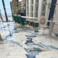 Carreaux de porcelaine de luxe élégants effet marbre bleu doré 60x120 pour extérieur, briques réfractaires pour salon, chambre, entrée, sol et mur