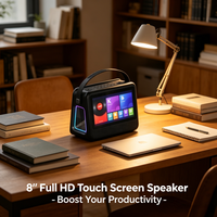 GENCE Enceinte Tout-en-un avec écran LED RGB, boîtier en plastique, entrée AUX, affichage intelligent – Portable sans fil