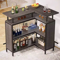 Comptoir de bar de style industriel pour la maison Table haute multifonctionnelle en forme de L avec support en verre et cadre en métal