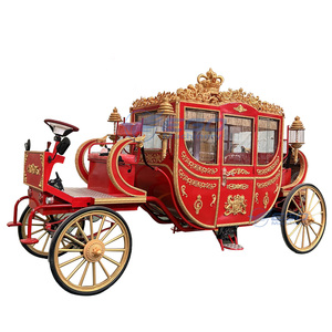 Chariot de luxe européen personnalisé pour mariage, avec ceinture lumineuse rouge, chariot de princesse citrouille royal pour la visite des monuments - Product Image 1