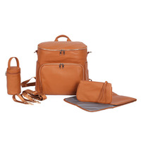 Sac à couches en cuir PU de grande capacité direct d'usine avec bandoulière simple ou double pour les mamans-Nappy Backpack