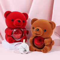 Boîte à bijoux en forme de rose en velours et métal, avec fleur éternelle, vente en gros, boîte à bagues en forme d'ours, boîte à bijoux en forme de cœur, best-seller