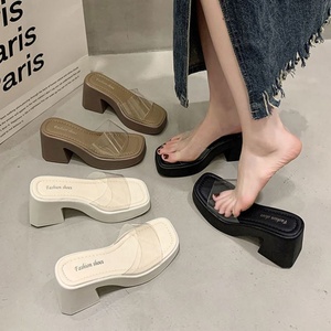 Summer Spring Outdoor Fashion New Style High <b>Heeled</b> Platform Wedge Open <b>Toe</b> Thick Soled Lightweight Slippers for Women Wear - Product Image 6