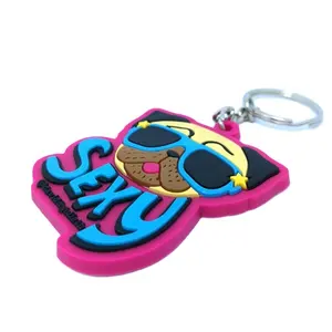 促销礼品制造定制3D硅胶钥匙标签猫狗形塑料钥匙圈浮雕标志软聚氯乙烯橡胶钥匙扣